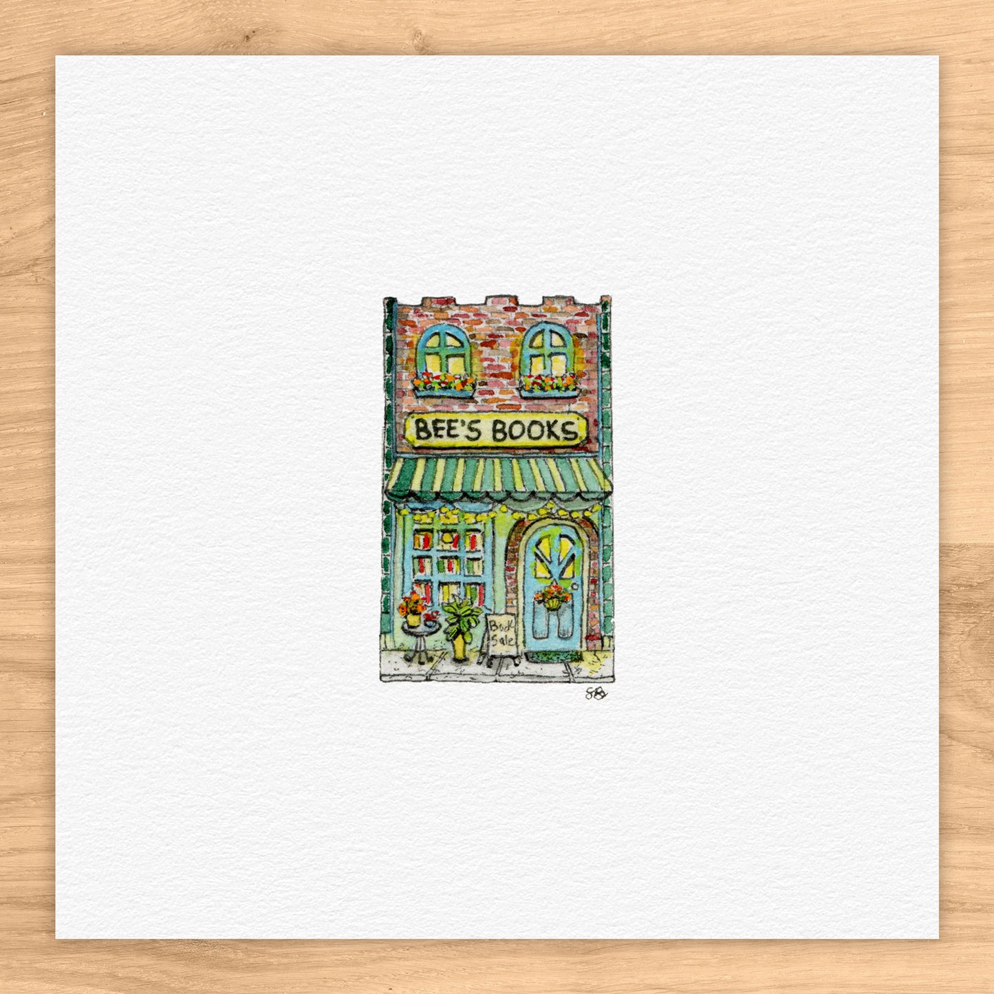 Bee's Books Tiny Art Watercolor Print