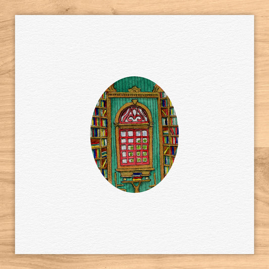 Cozy Library Tiny Art Watercolor Print