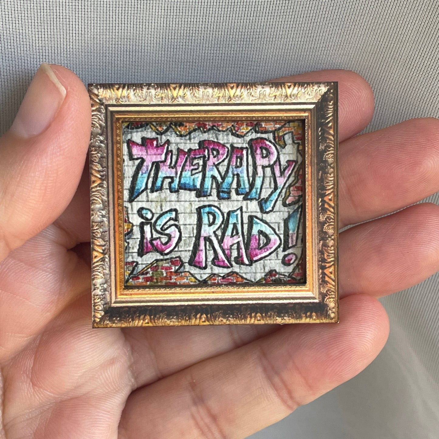 Therapy Is Rad Canvas Print Framed Magnet Tiny Art