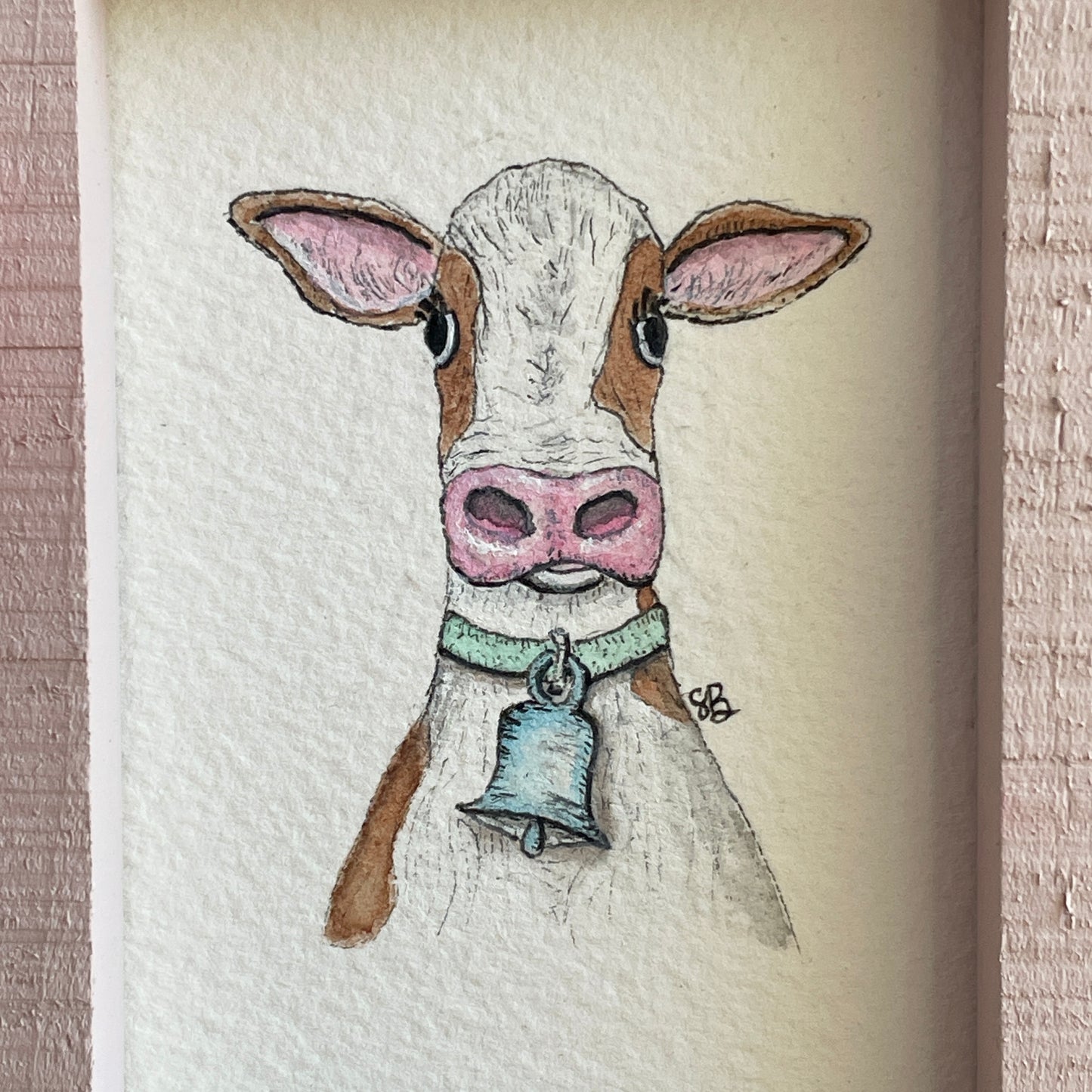 Tracey Cow Original Tiny Art Watercolor Painting