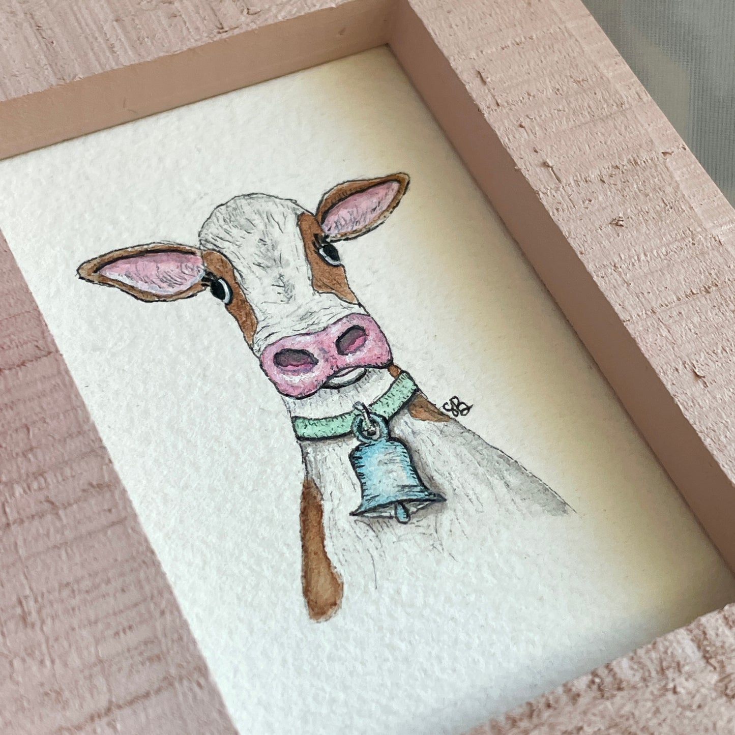 Tracey Cow Original Tiny Art Watercolor Painting