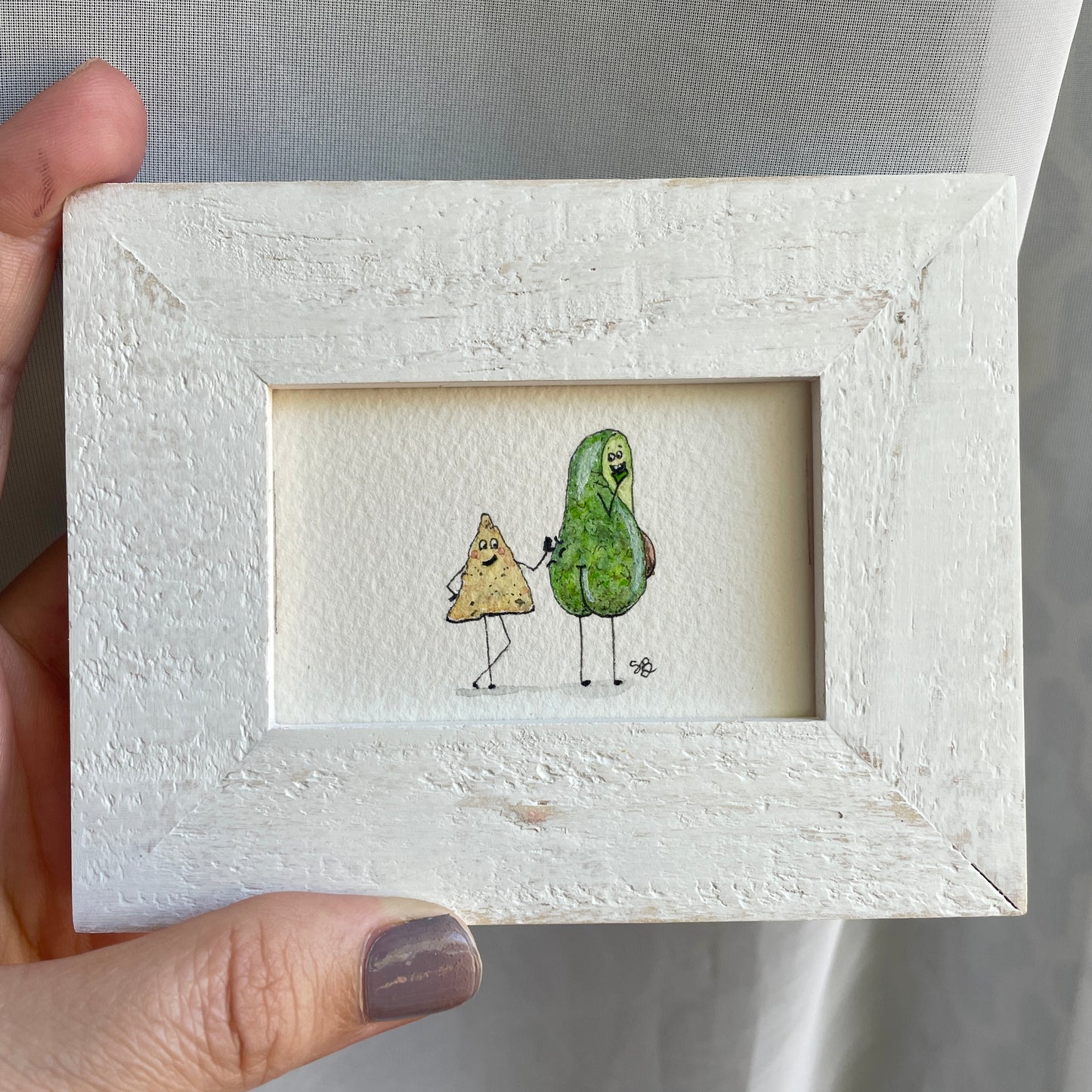 Cheeky Duo Original Tiny Art Watercolor Painting