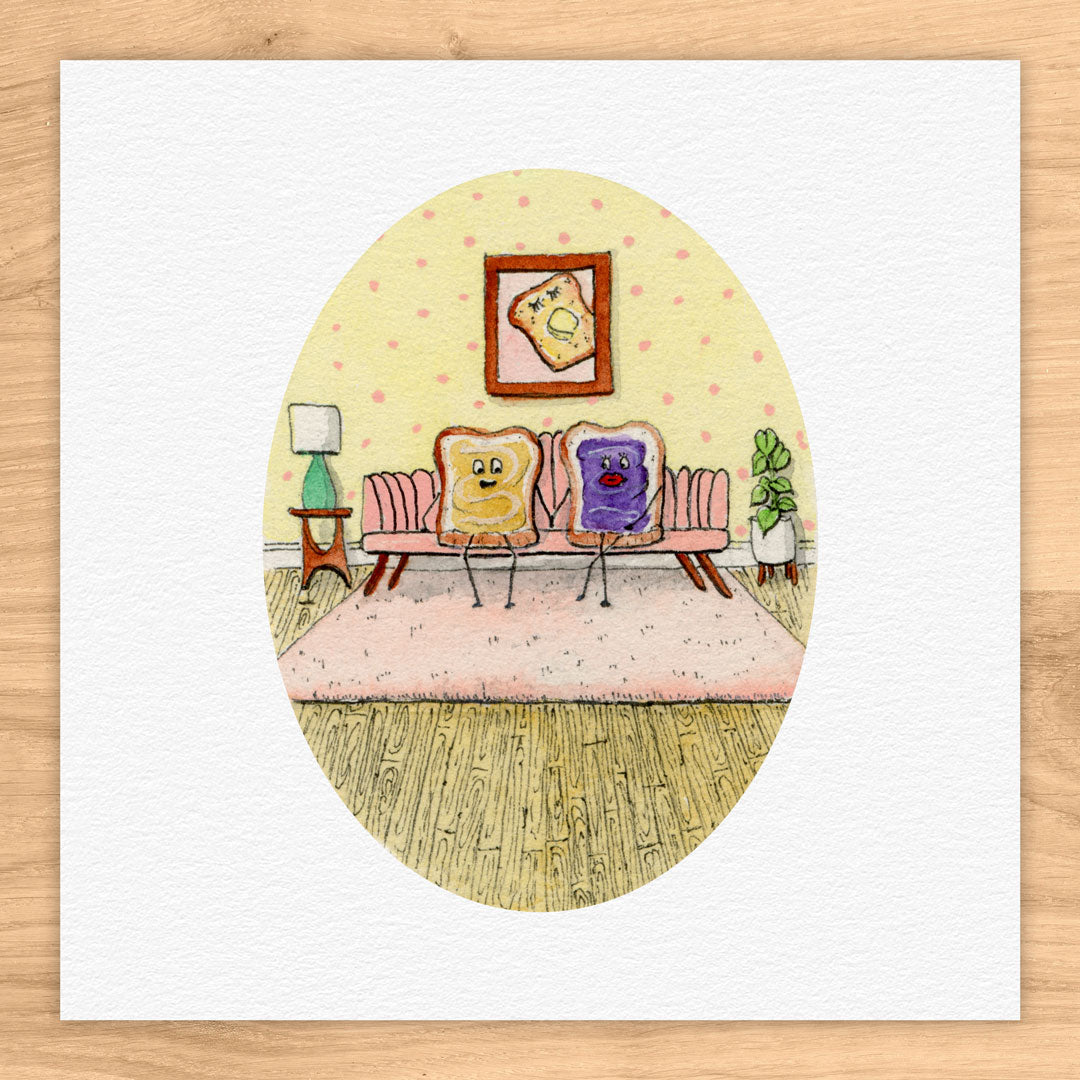 PB&J Love Tiny Art Watercolor Print