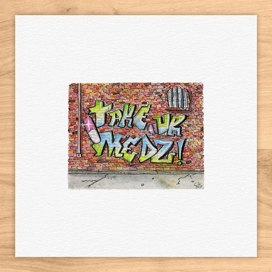 Take Ur Medz Tiny Art Watercolor Print