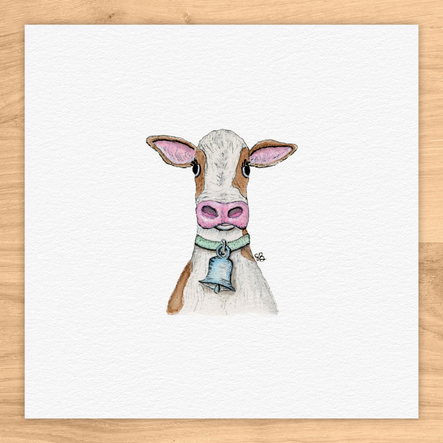 Tracey Cow Portrait Tiny Art Watercolor Print