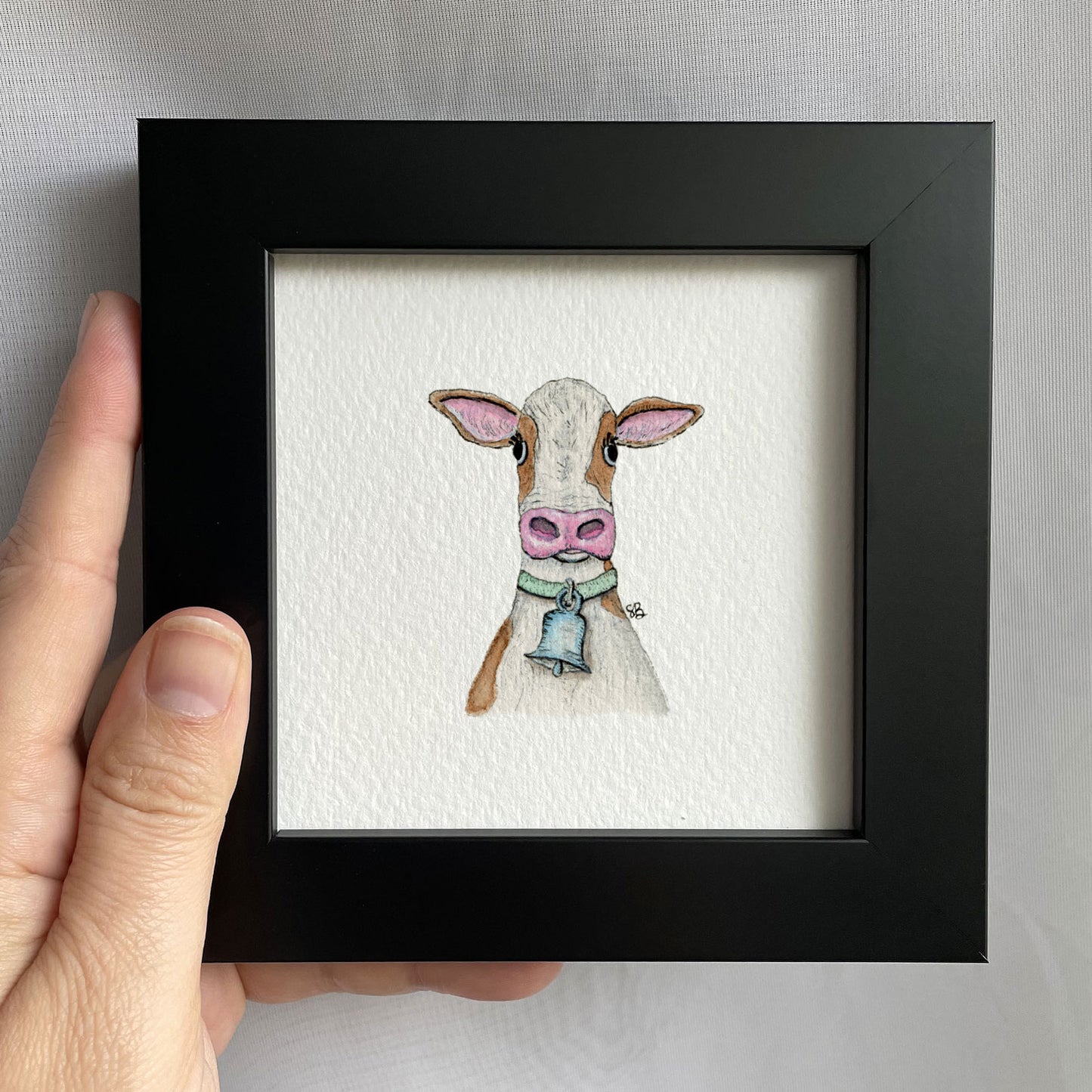 Tracey Cow Portrait Tiny Art Watercolor Print