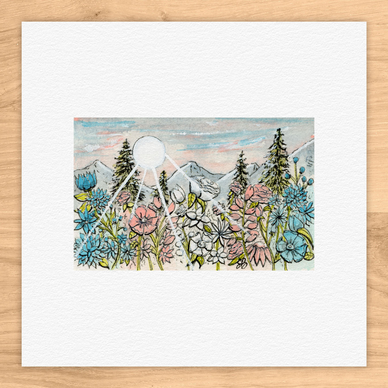 Trans Beauty Landscape Tiny Art Watercolor Print