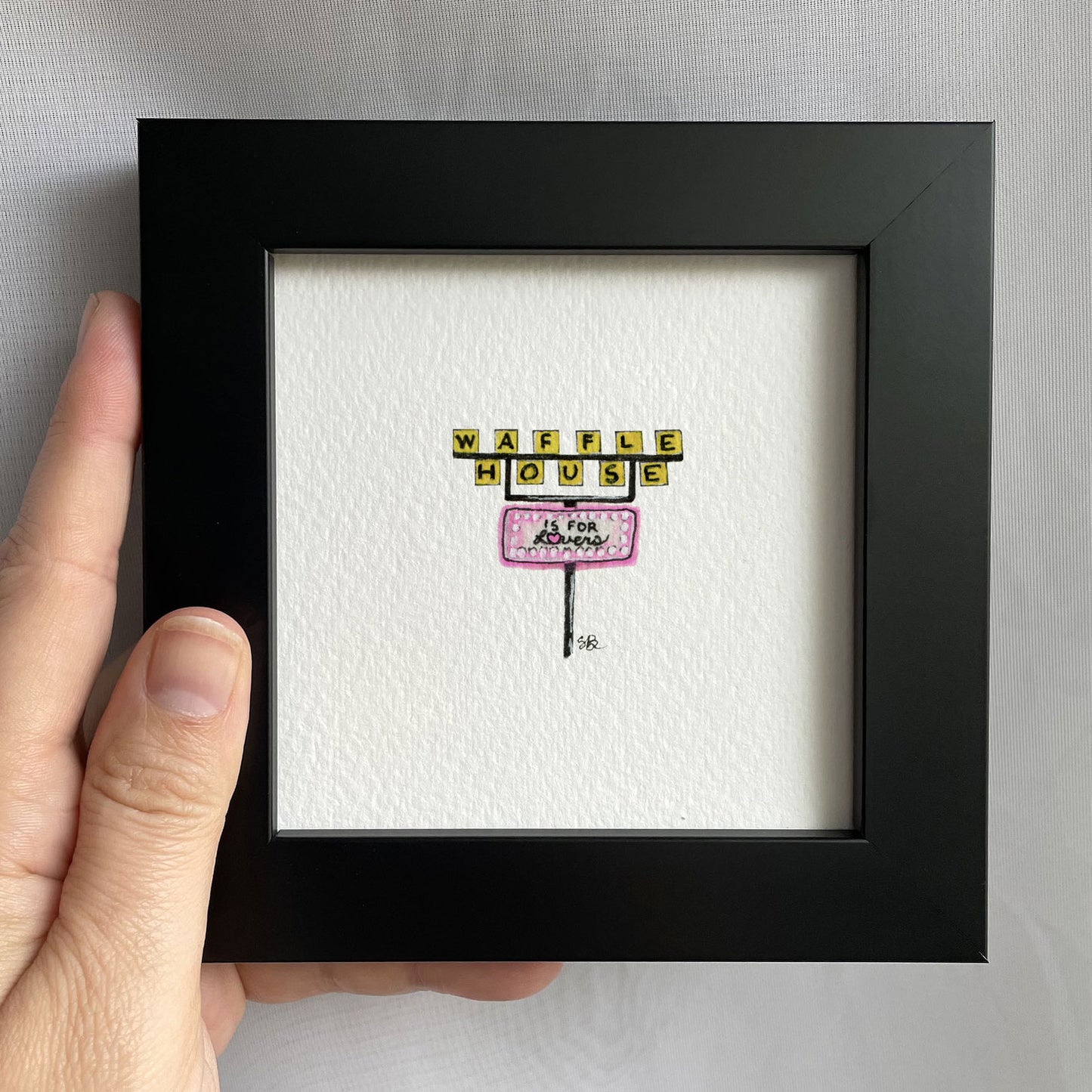 Waffle House is for Lovers Tiny Art Watercolor Print