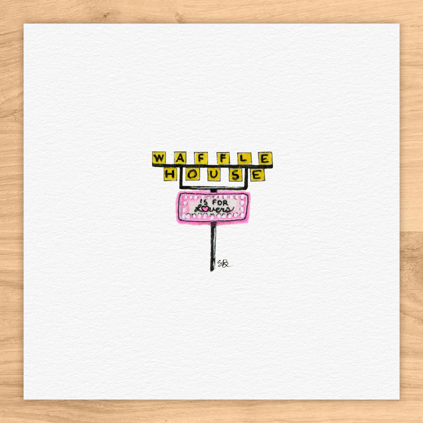 Waffle House is for Lovers Tiny Art Watercolor Print