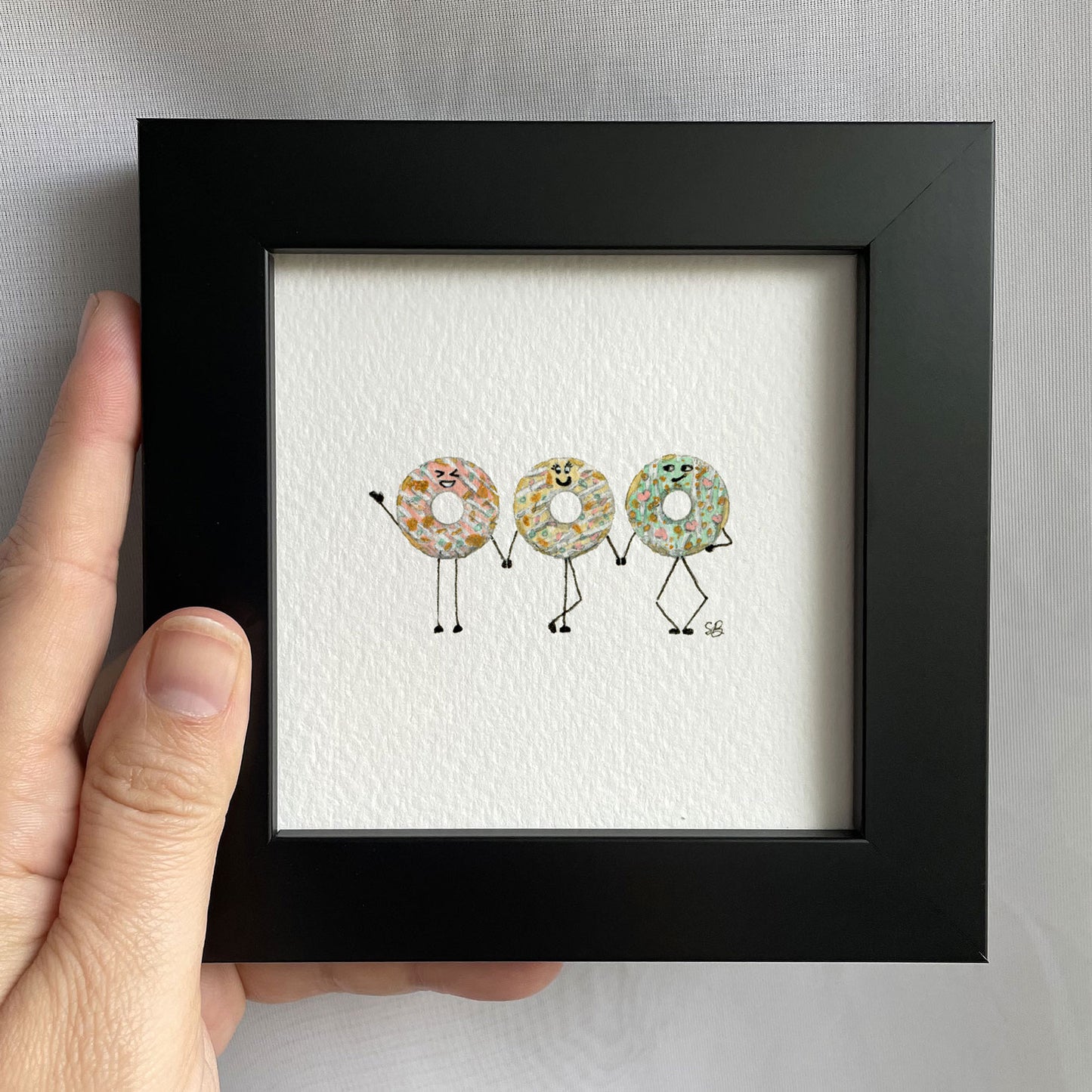 Donut Friends Tiny Art Watercolor Print